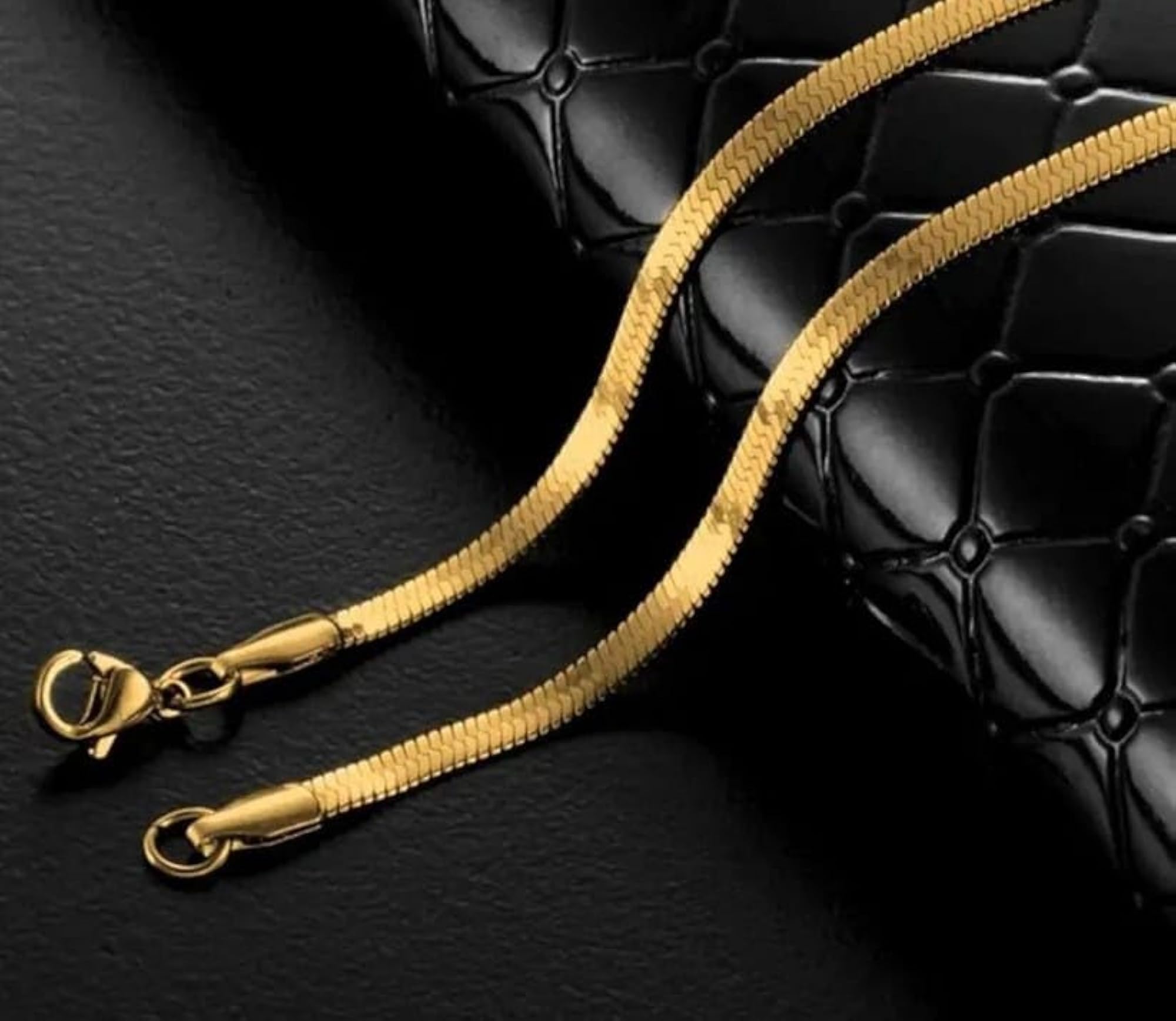 Gold Plated Snake Chain Necklace, Stylish Unisex Design